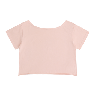 Off-Shoulder Rolled Hem Cotton T-Shirt
