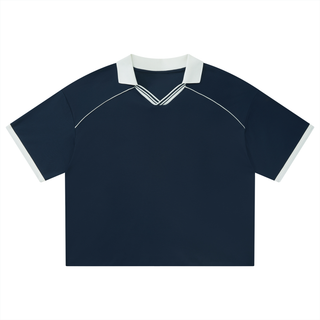 Unisex Collared Piping Boxy Soccer Jersey