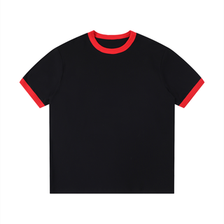 Contrast Edge Ribbed Crewneck T-Shirt