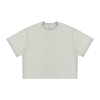Unisex Boxy Plaid-Lined Double-Face T-Shirt