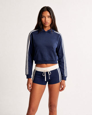 Side Stripe Cropped Hoodie