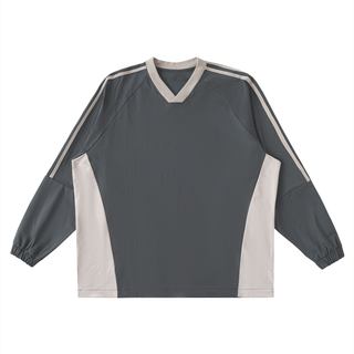 Color-Block V-Neck Long-Sleeve T-Shirt