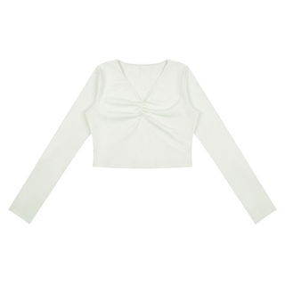Women's Ruched Long Sleeve Crop T-Shirt