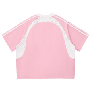 Contrast Stripes Panel Mesh T-shirt