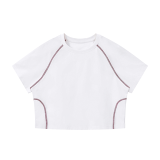 Women's Contrast Stitch Raglan Crop T-Shirt