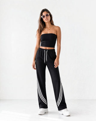 Curved Stripe Straight Sweatpants