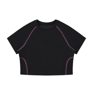 Women's Contrast Stitch Raglan Crop T-Shirt