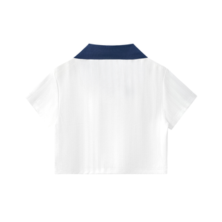 Contrast Collar Striped Cropped Jersey