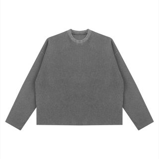 Unisex Vintage Wash Boxy  Waffle Raw Edge T-Shirt
