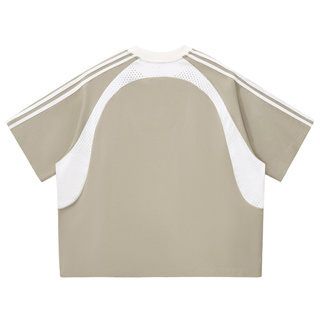 Contrast Stripes Panel Mesh T-shirt