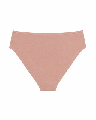 Dark nude high-waisted bikini bottom on a white background