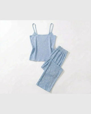 The Heart Print Lace Cami Set