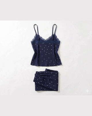 The Heart Print Lace Cami Set