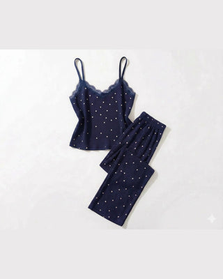 The Heart Print Lace Cami Set