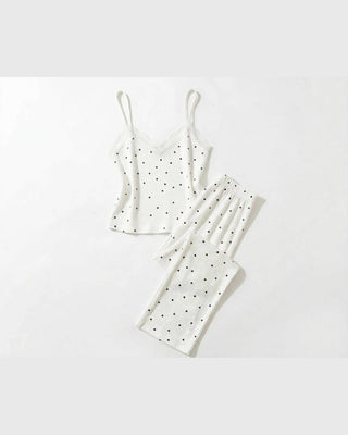 The Heart Print Lace Cami Set