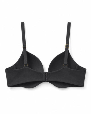Black microfiber wireless comfortable bra on a white background
