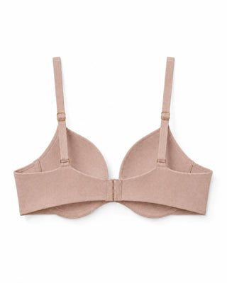 Dark nude microfiber wireless comfortable bra on a white background