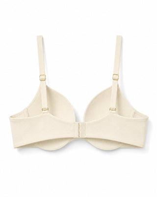 Soft white microfiber wireless comfortable bra with thin straps on a white background