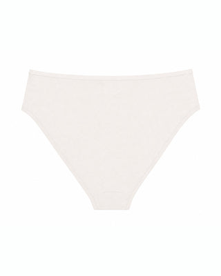 White high-waisted bikini bottom on a white background