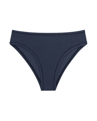 Navy blue bikini bottom on a white background