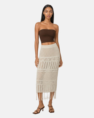 Openwork Tassel Knit Maxi Skirt