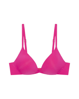 Hot pink plunge microfiber wireless bra
