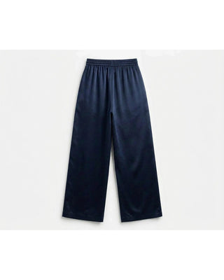 Draped Satin Wide-Leg Pants