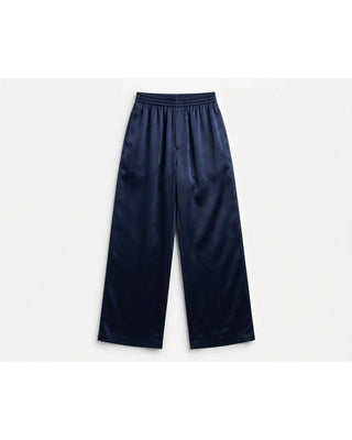 Draped Satin Wide-Leg Pants