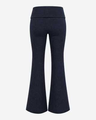 The Flare fold over pant in navy, back view