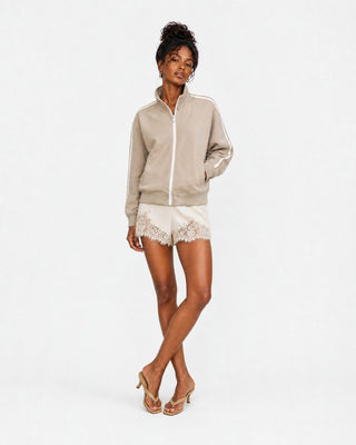 Contrast Side-Stripe Stand Collar  Jacket