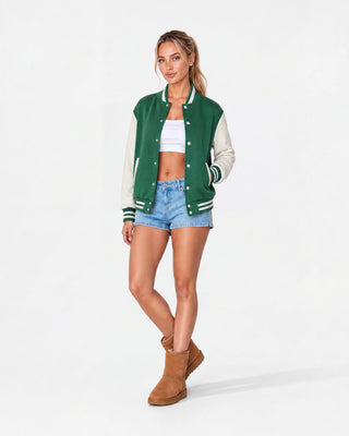 Two-Tone Fleeced Varsity Jacket