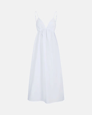 White V-Neck Suspender Midi Dress